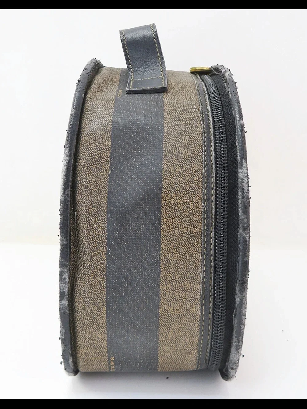 Fendi Brown and Black Striped Dome Cosmetic Case